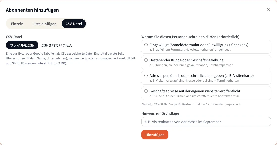 Eine CSV-Datei importieren