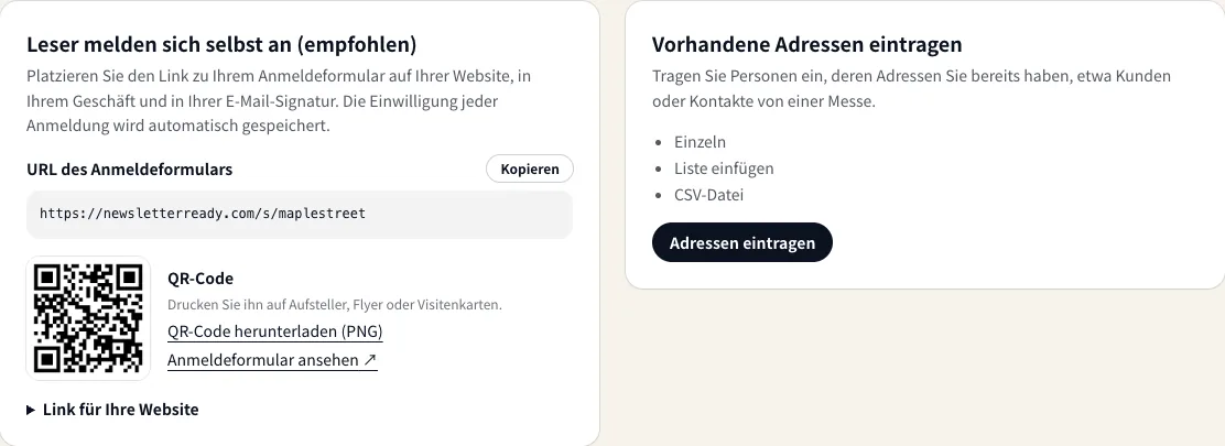Die zwei Wege, Abonnenten hinzuzufügen