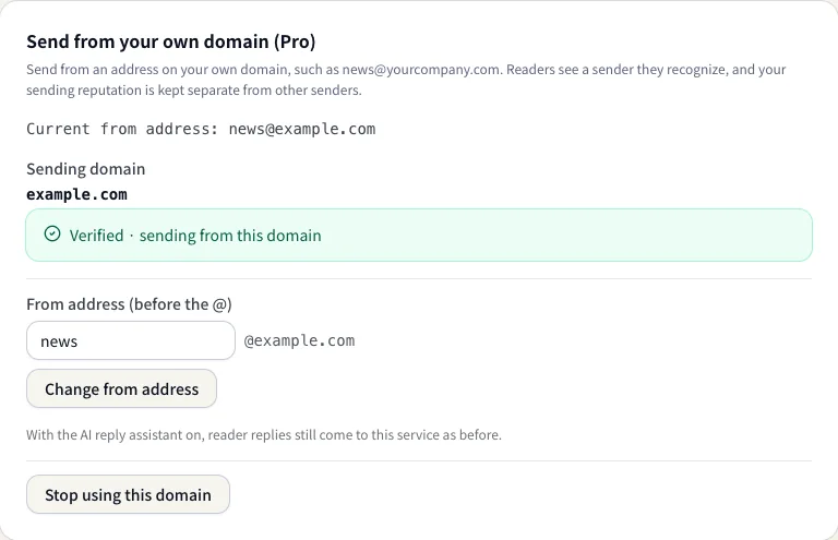 A verified custom domain