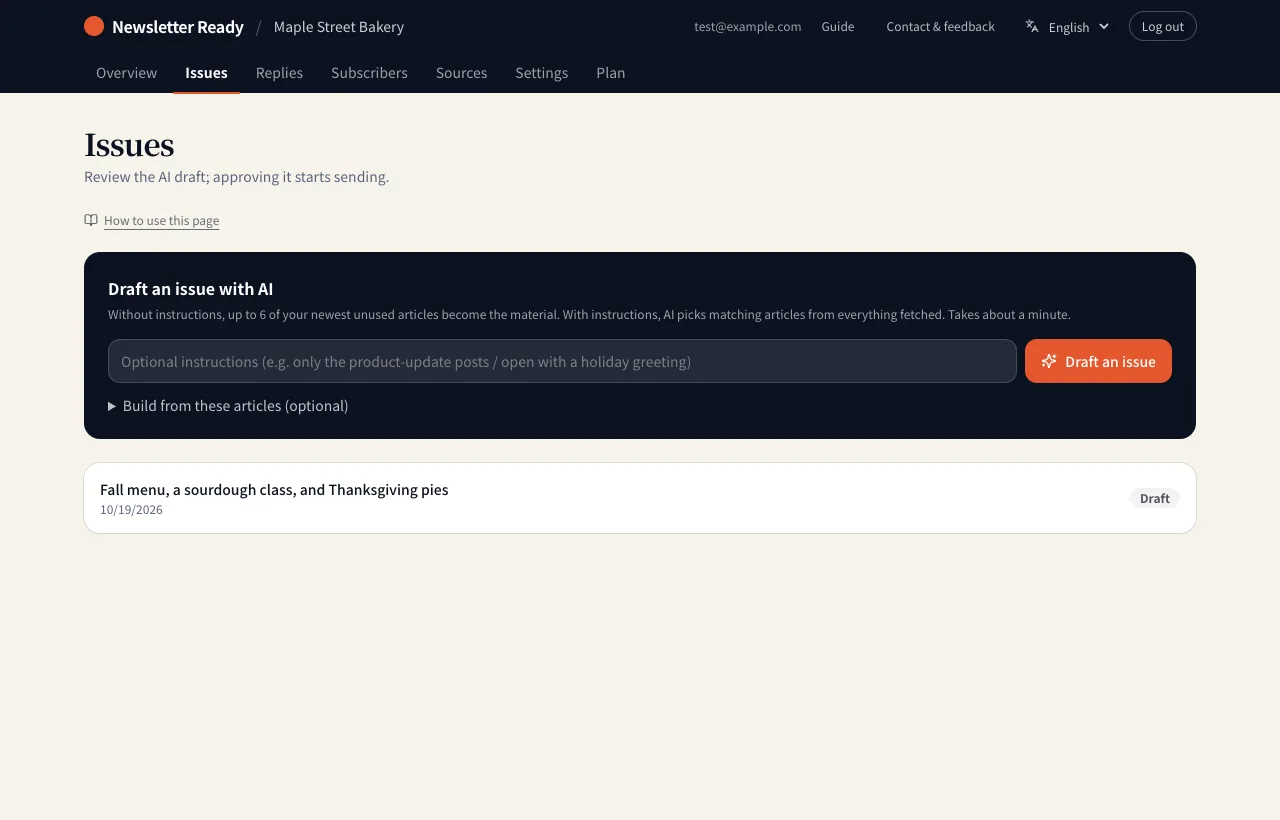 The Issues page