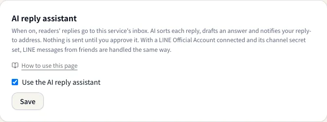 AI reply assistant settings