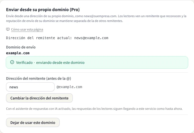Un dominio propio verificado