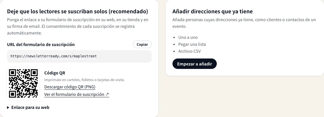 Las dos formas de añadir suscriptores