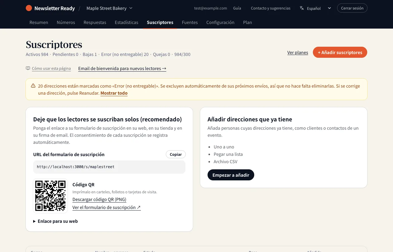 Direcciones marcadas como Error (no entregable)