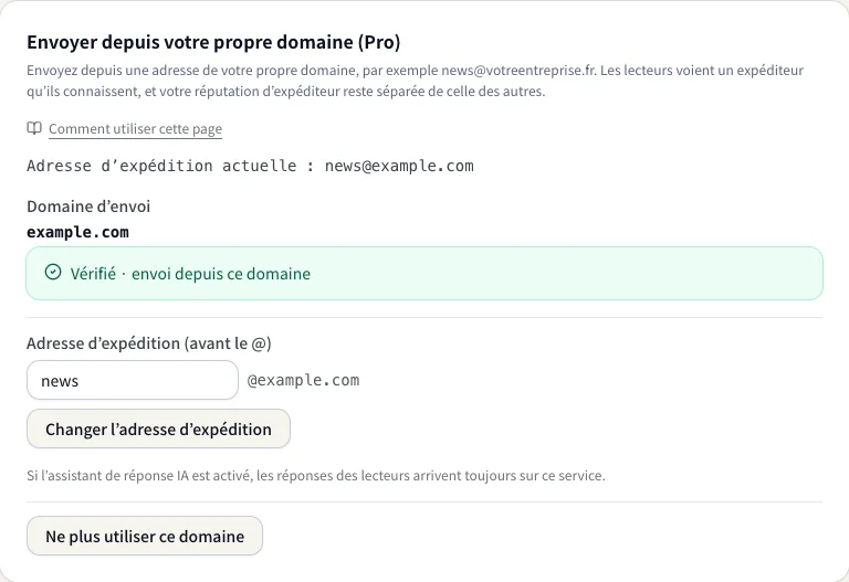 Un domaine propre vérifié