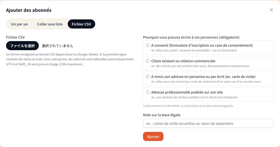 Importer un fichier CSV