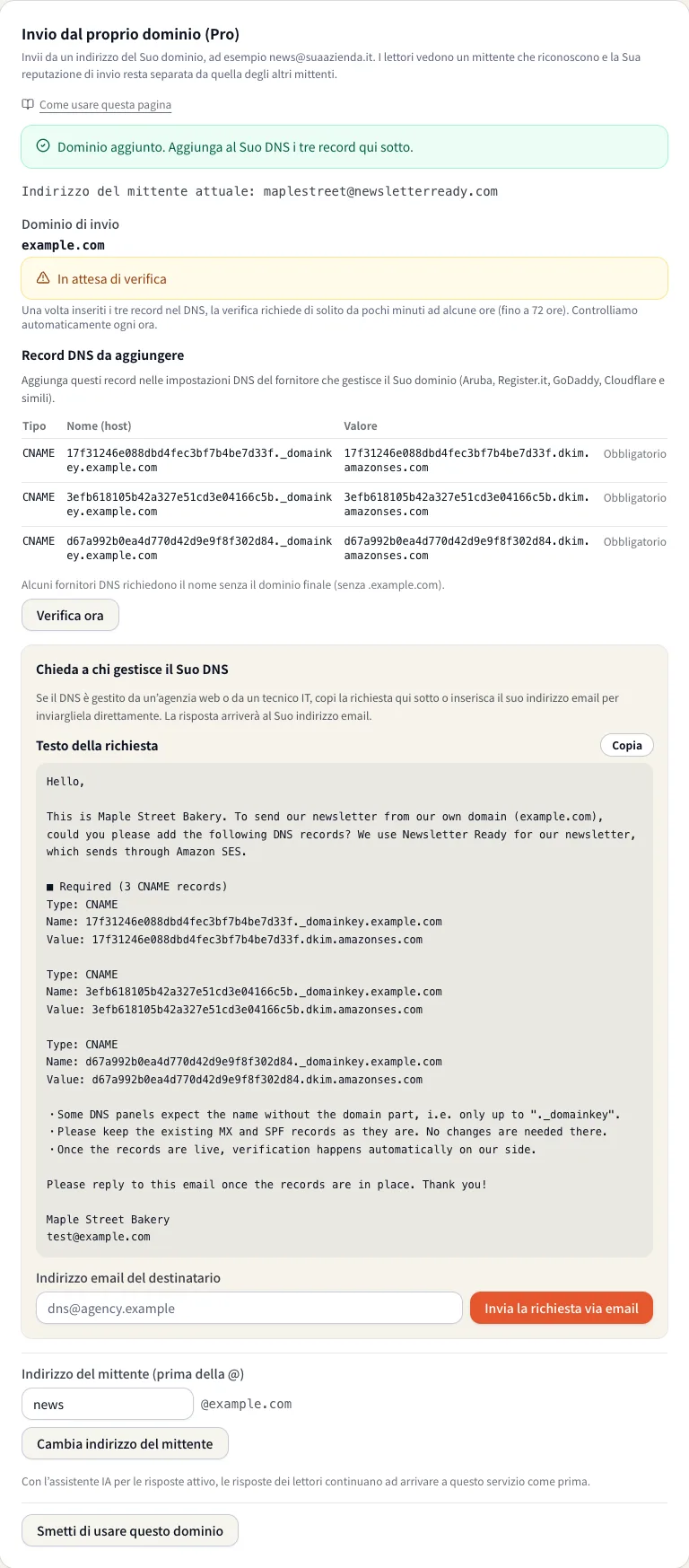 Un dominio proprio in attesa di verifica