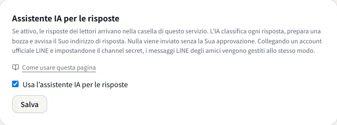 Impostazioni dell'assistente IA per le risposte