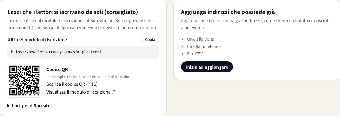 I due modi per aggiungere iscritti