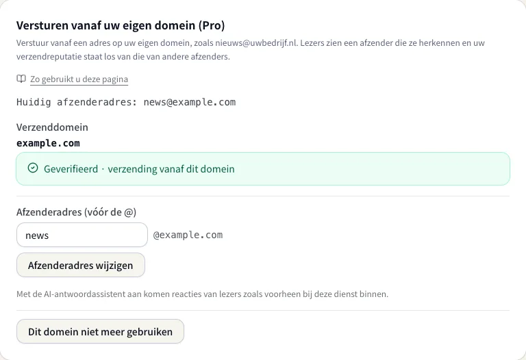 Een geverifieerd eigen domein