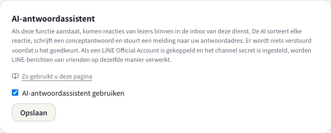 Instellingen van de AI-antwoordassistent