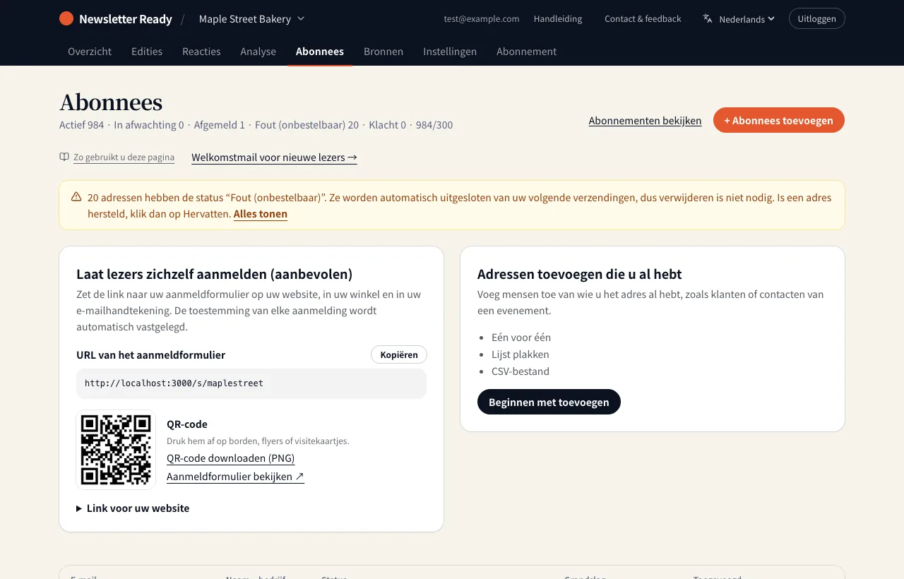 Adressen met de status Fout (onbestelbaar)