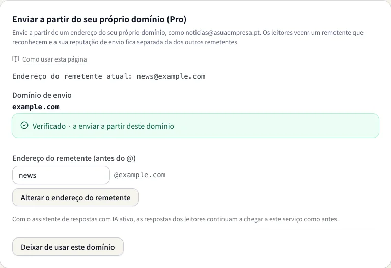 Um domínio próprio verificado